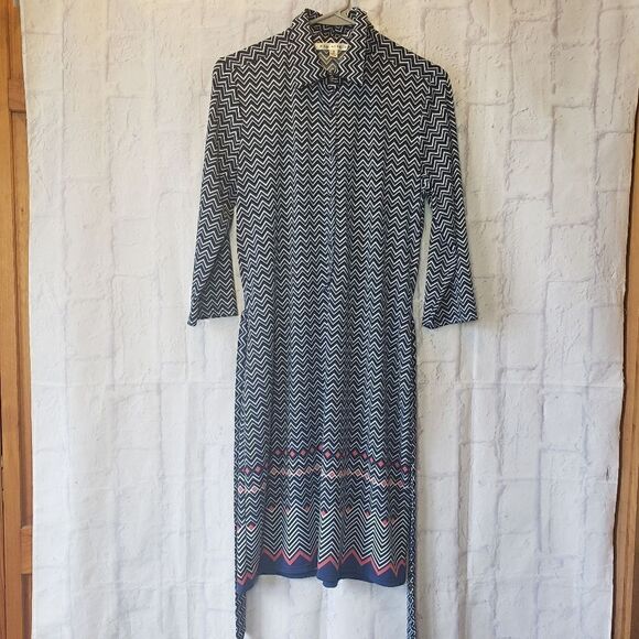 MAX STUDIO Herringbone Belted Shirt Dress - Picture 2 of 9